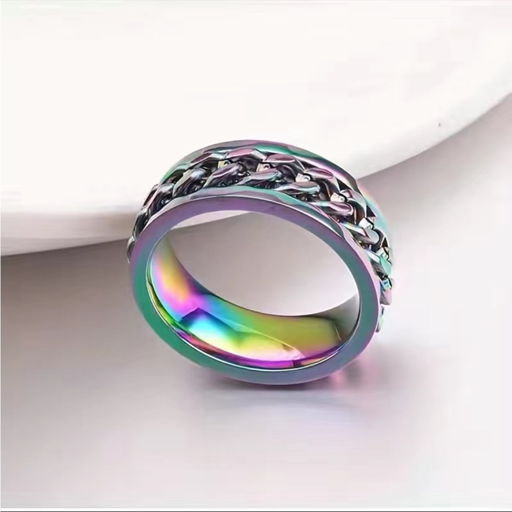 SOLD Men's Size 10 Chain Band Ring - Picture 3 of 8